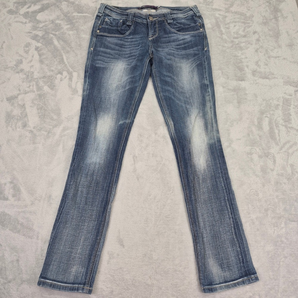 VIGOSS Collection 5 (30) Women's‎ Blue Wash Straight Leg Jeans Whiskering Denim